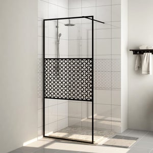 Paroi douche 80x100 h 190 profile noir opaque cristal transparent | City