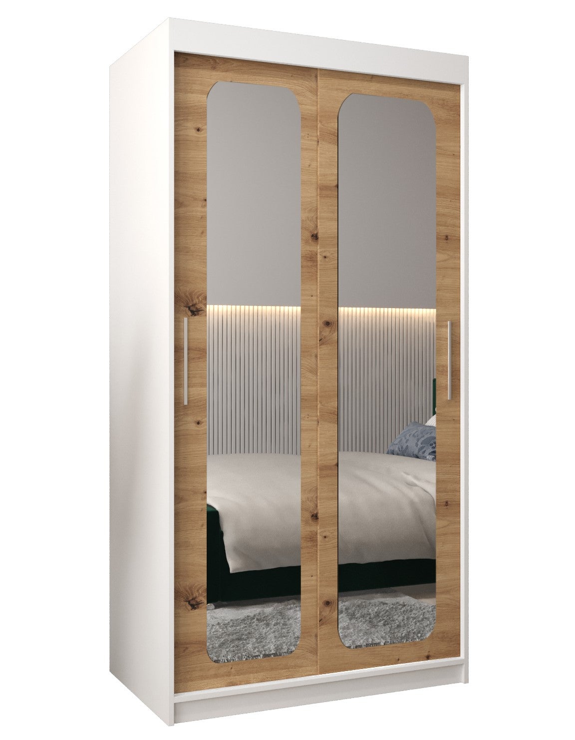 Szafa przesuwna garderoba PROMO T3 100 x 62 x 200 cm Biały + Artisan - Abiks Meble