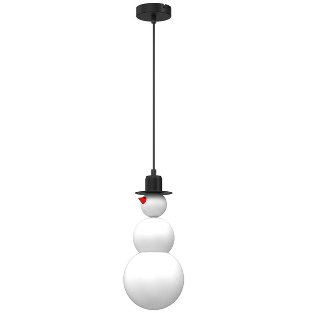 Lampa wisząca Snow biało-czarna 1xE27x15W dziecięca wym: 110 x 16 x 16 cm szkło Luminex
