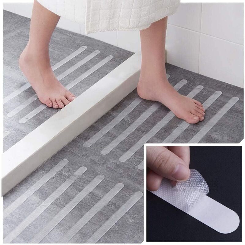 24 Pièces Autocollants Antidérapants Autocollants de Douche Bandes de Sécurité pour le Bain Bandes Antidérapantes Auto-Adhésives （2 x 38cm） - 2