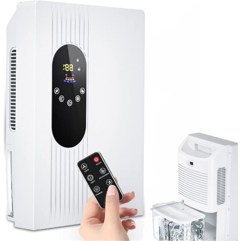 Déshumidificateur électrique 2500 Ml – Jusqu'à 700 Ml/jour, Silencieux (<30 DB), Minuterie 24h, Arrêt Automatique, Pour Salle De Bain, Chambre