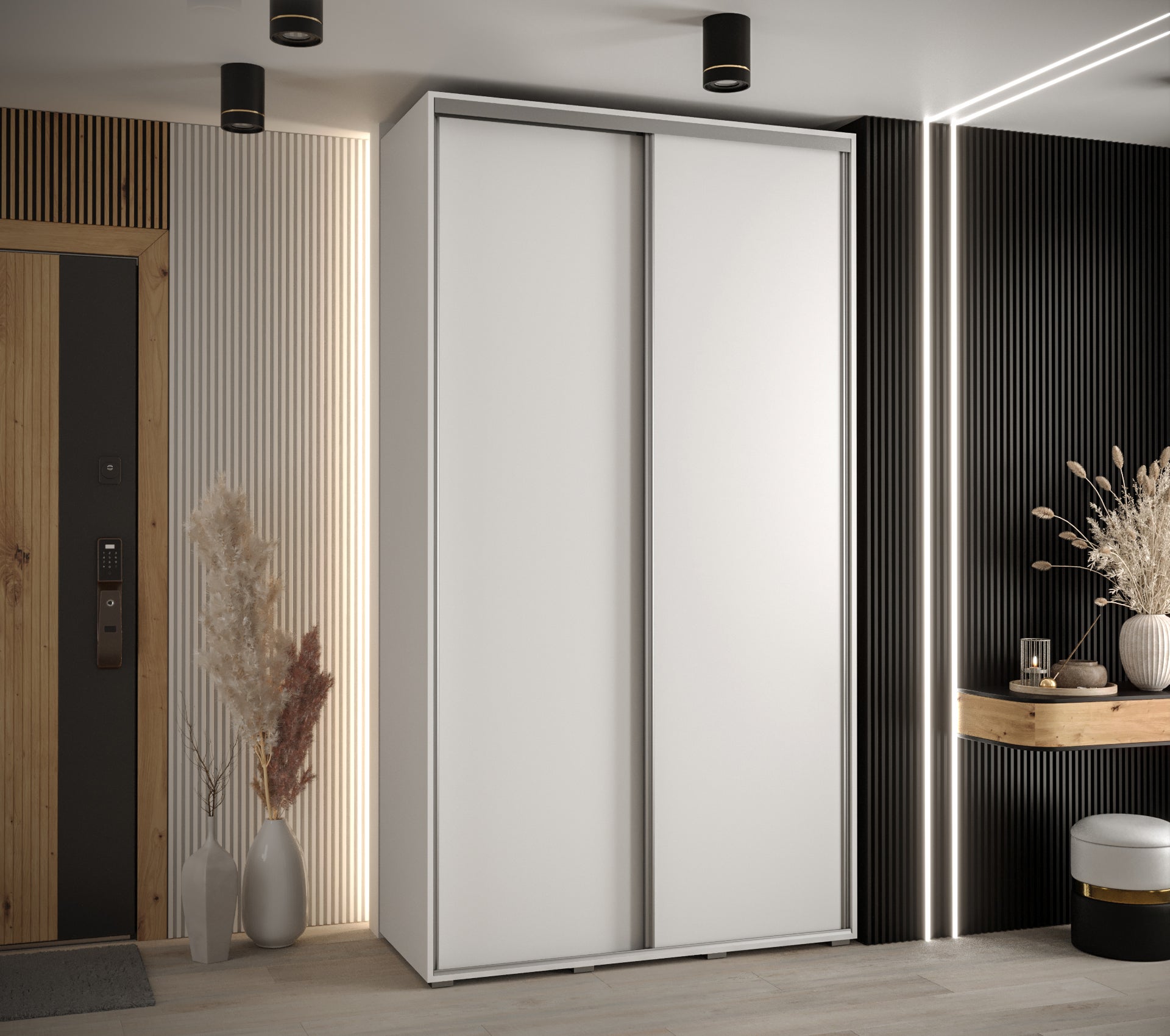 Szafa przesuwna wysoka Davos 1 140 x 45 x 235,2 cm biały + biały + u. srebrny - Abiks Meble - 2
