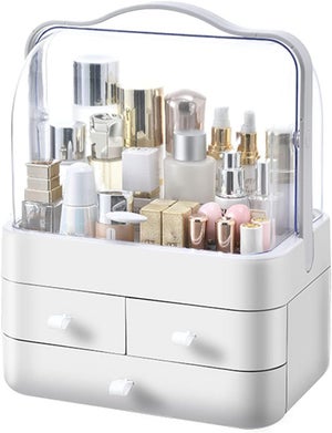 JVISION Organisateur Maquillage Rotatif 360° 2 En 1 - Rangement Pinceaux Et Produits, Idéal Coiffeuse Salle De Bain