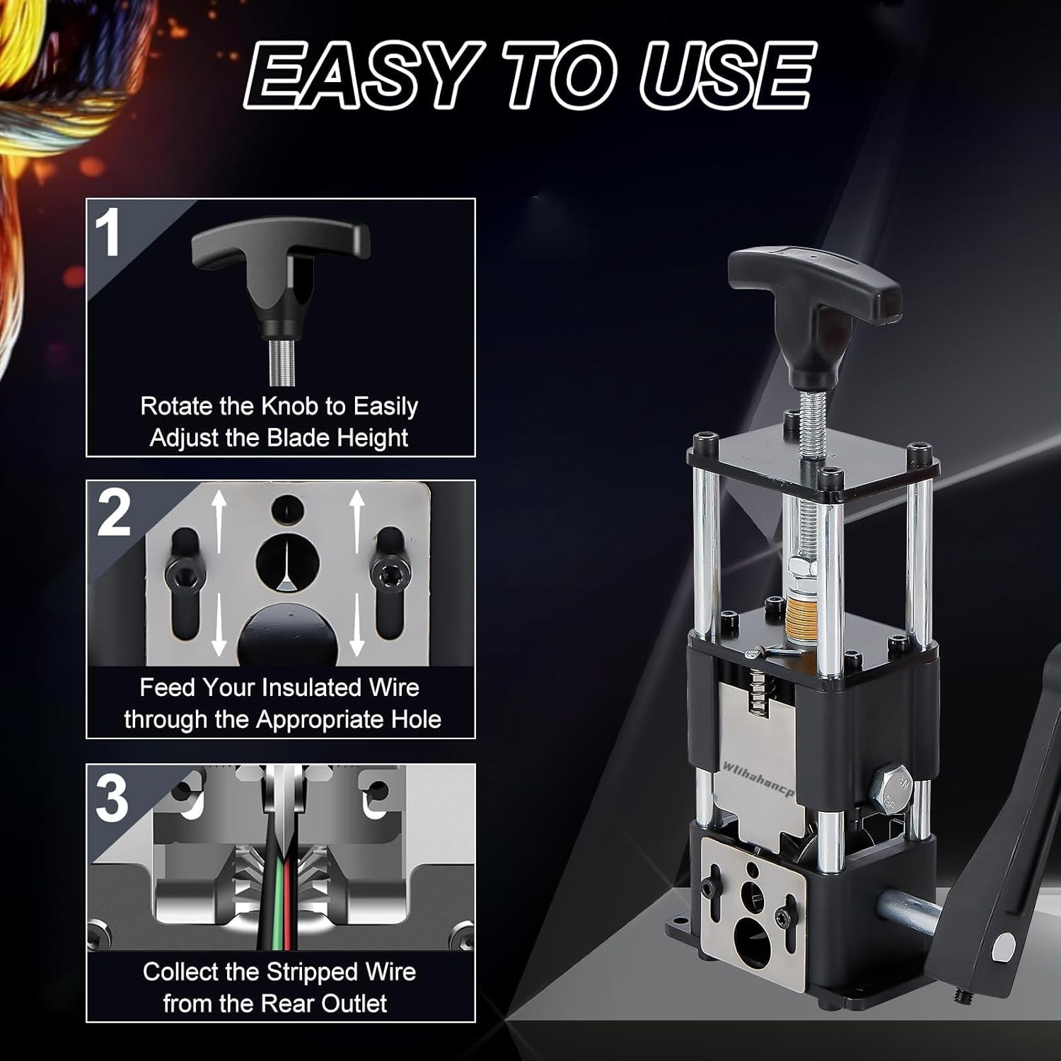 Denudeuse de Cable Electrique Dénuder avec Réglage, Machine Manivelle à Dénuder Fils, 1-25 mm Dénudeur Câble Electrique Manuel, Cuivre Pince à Dénude - 3