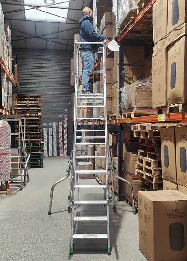 Escabeau roulant 11 marches - Hauteur max. de travail 4.39m - CA7/250 - 3