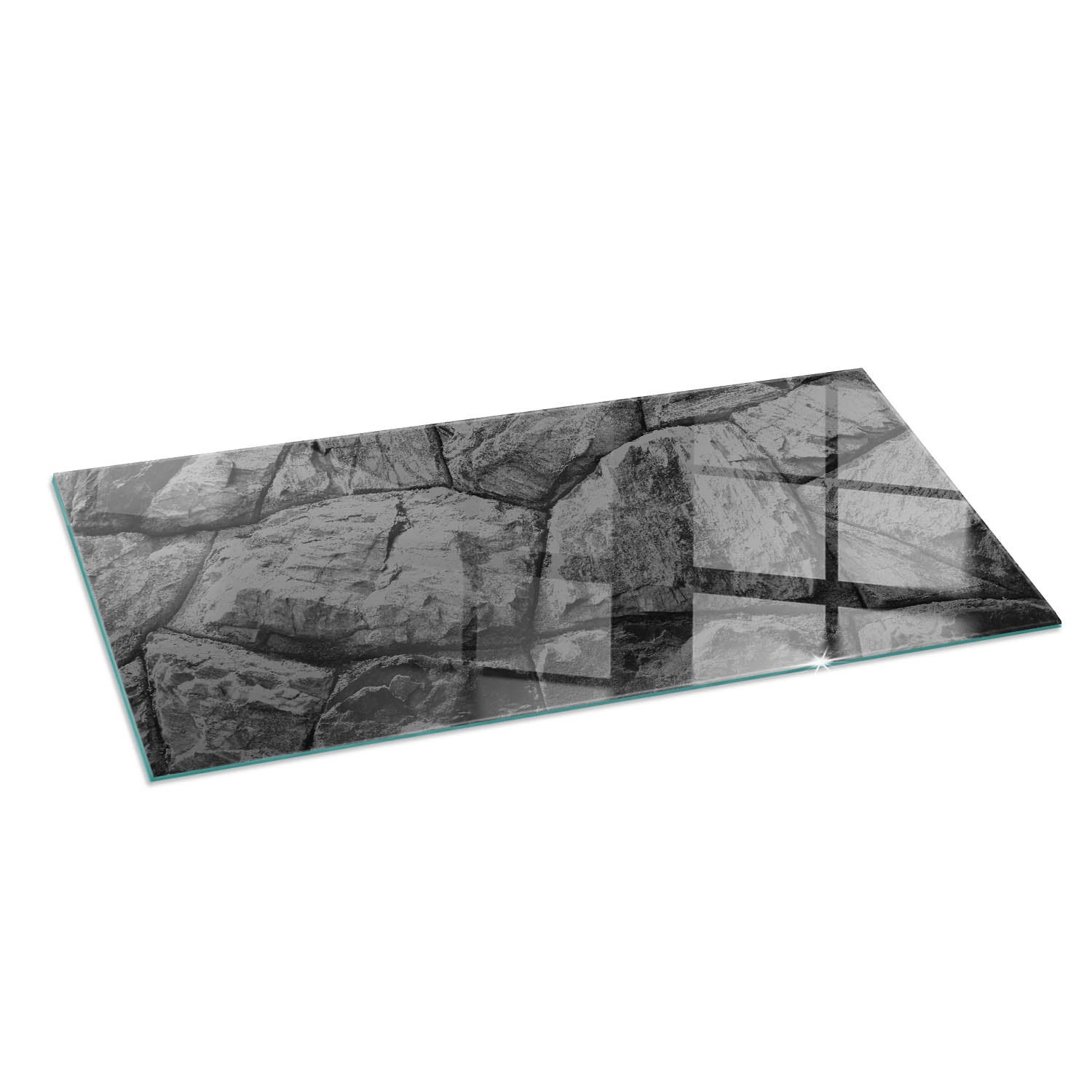 Szkło hartowane na podłogę pod kominek - 125x50 cm - Naturalny kamienny wzór - TULUP