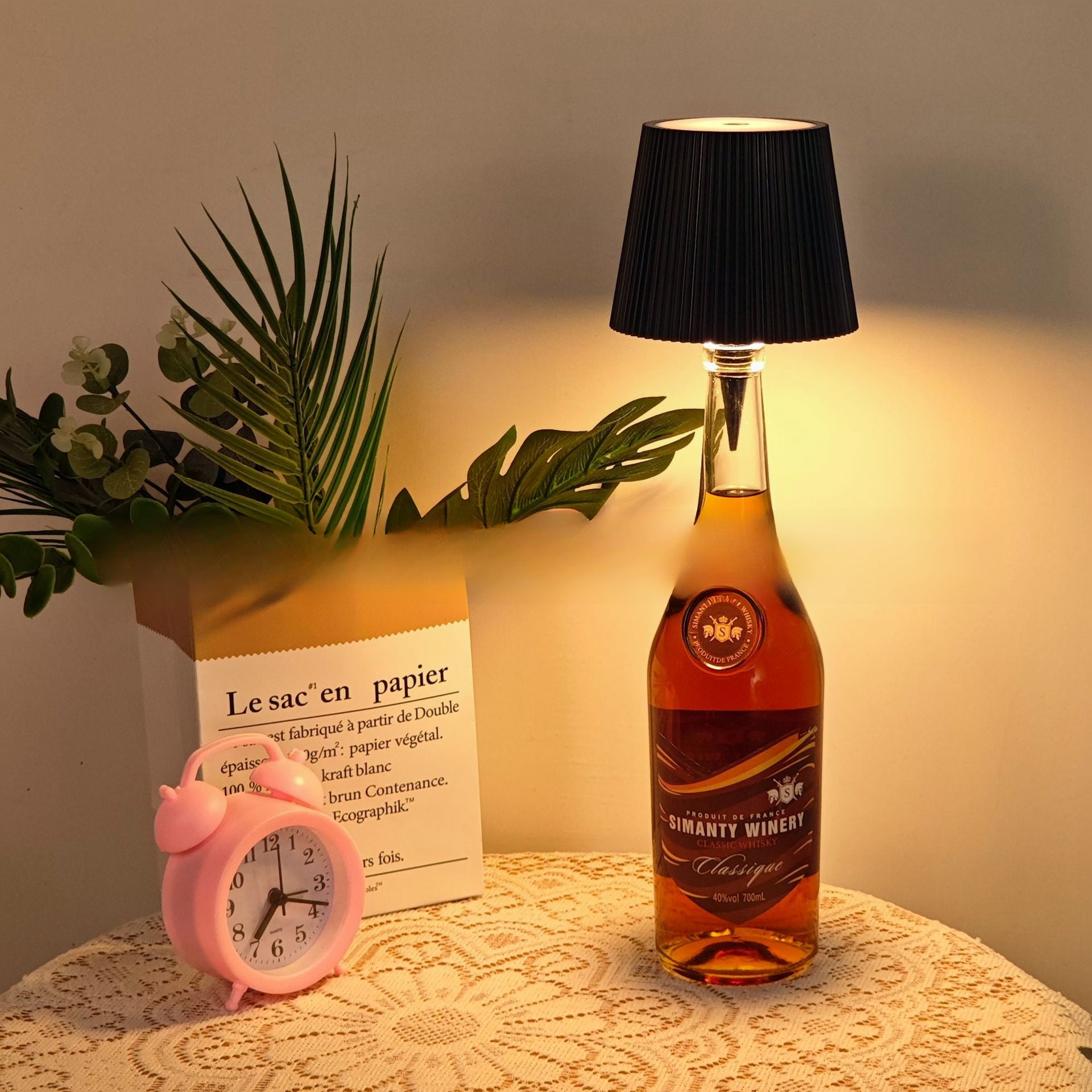 MOORLE Lampe LED Pour Bouteille De Vin, Lampe Sans Fil Pour Bouteille Lampe Led Tactile Pour Bouteille De Vin Lampe De Table A Chargement Noir 2pc 92468119