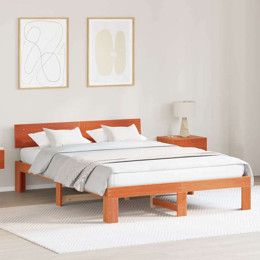 Ramka łóżka Woskowy Brąz 160 x 200 cm Lite drewno sosnowe vidaXL