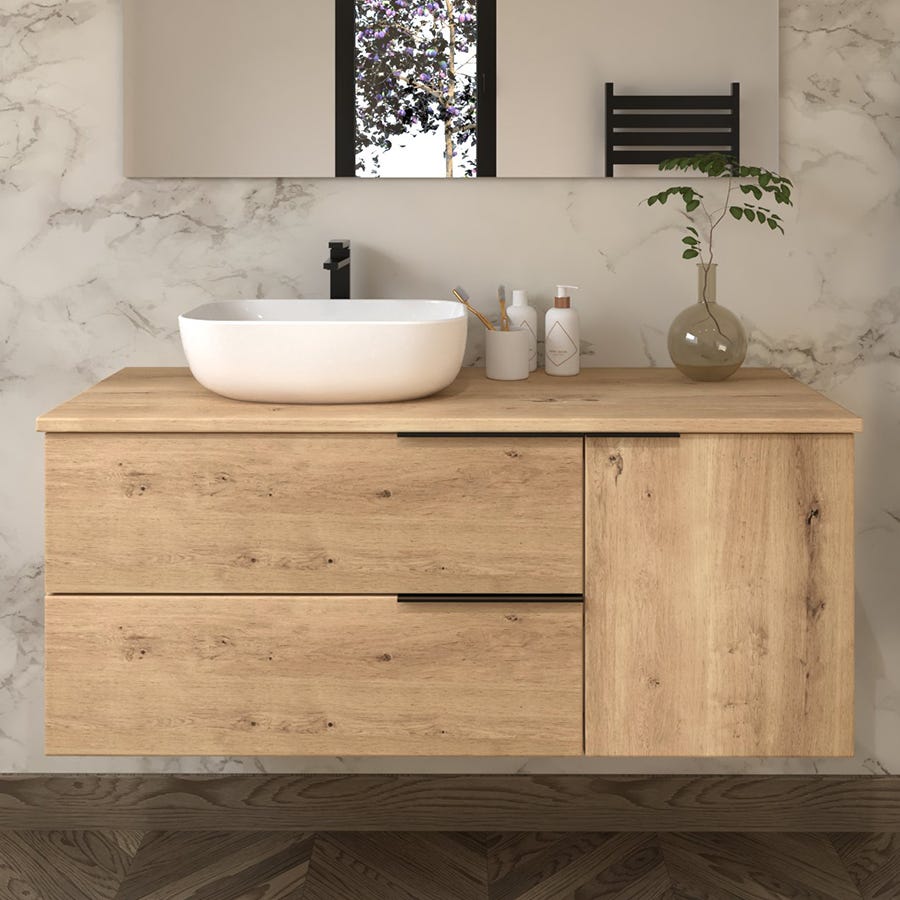 Meuble de salle de bain sans miroir avec vasque à poser arrondie KING ...