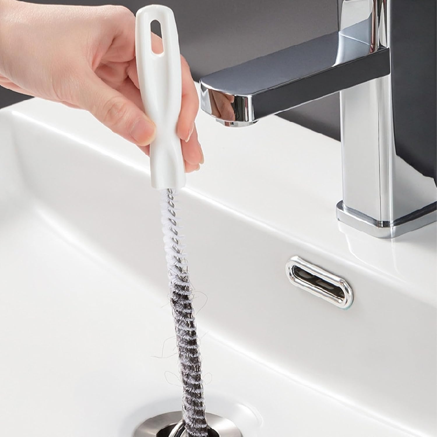 10*Sturalavandini altamente flessibile per rimuovere i capelli, sonda per lavello pieghevole con design a spirale (45 cm) - 2