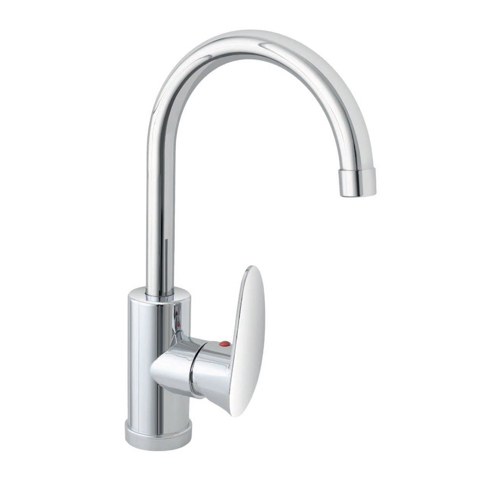 Évier en résine blanche 50x34 avec robinet mitigeur haut en acier inoxydable et bonde inclus - 9