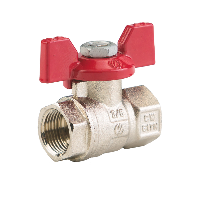 Vanne boisseau sphérique - Laiton - Femelle/Femelle - Manette papillon 20x27