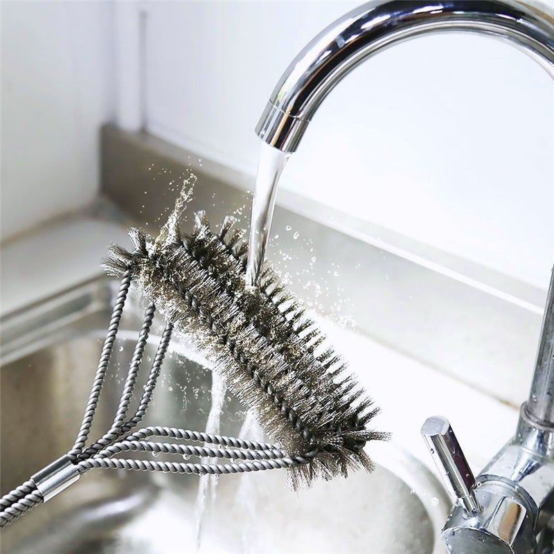 Brosse de nettoyage pour gril, brosse métallique pour four, brosse métallique à long manche sans spatule - 4