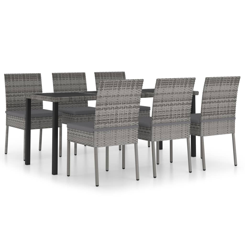 Maison Exclusive - Set da Pranzo da Giardino 7 pz in Polyrattan Grigio - 2