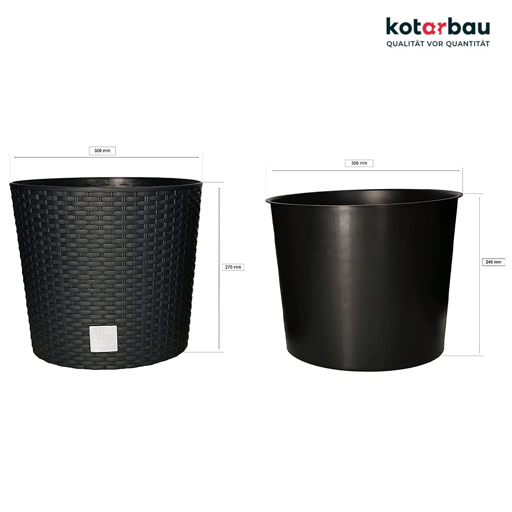 Doniczka rattan osłona donica antracyt 300 + wkład - KOTARBAU - 2