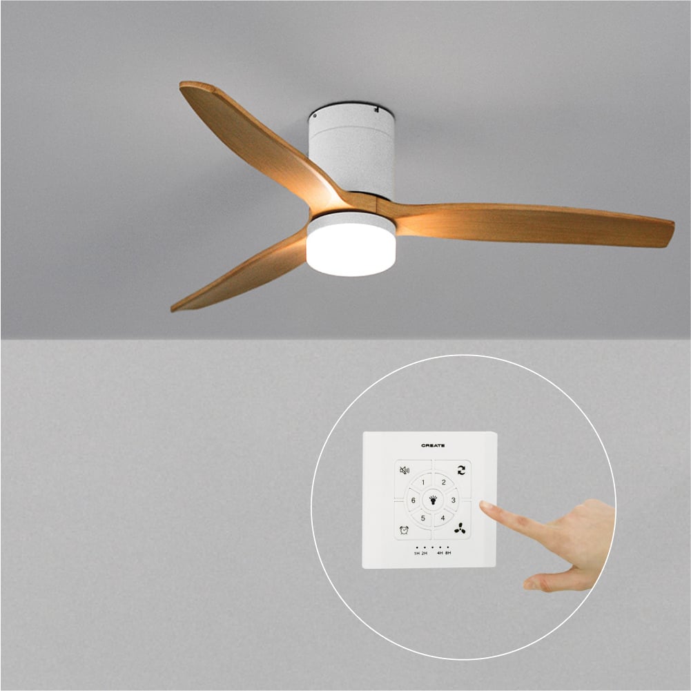 CREATE - WIND CALM M - Ventilateur de plafond silencieux 40W avec pales techniques en ABS Ø132cm avec eclaraige avec contrôleur mural - 2