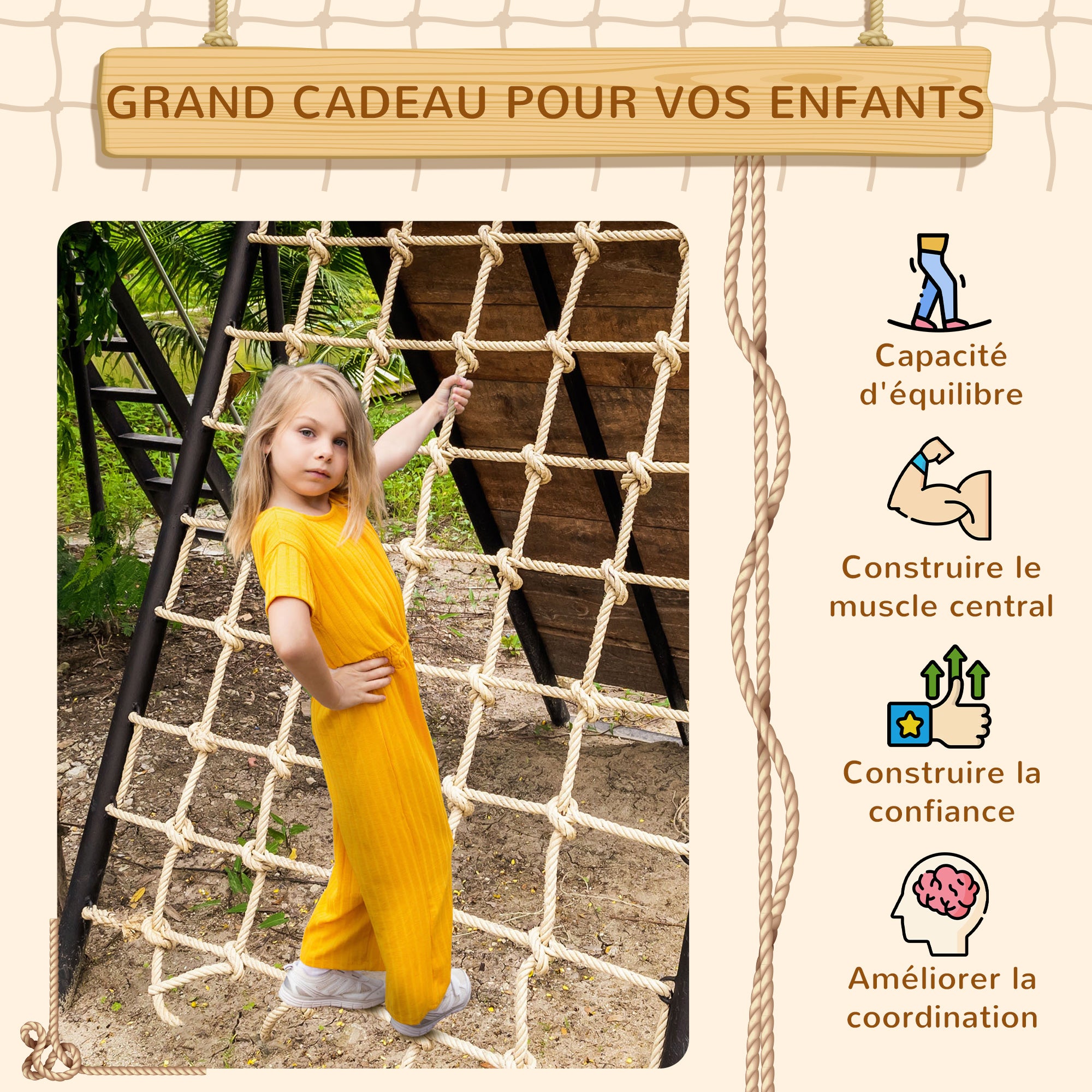 Filet d'escalade pour enfants PE Outsunny - 5