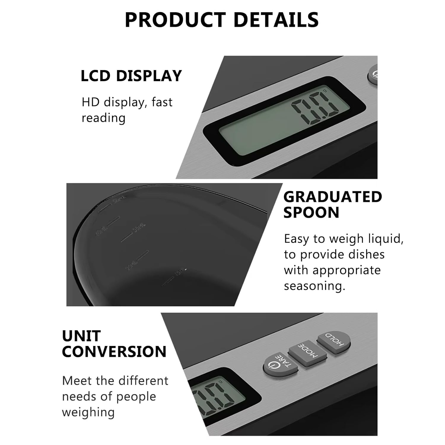 Elektroniczna miarka, skala od 0,1 g do 500 g, precyzyjna, z ekranem LCD, wyjmowana i zmywalna mini waga kuchenna do gotowania - 3