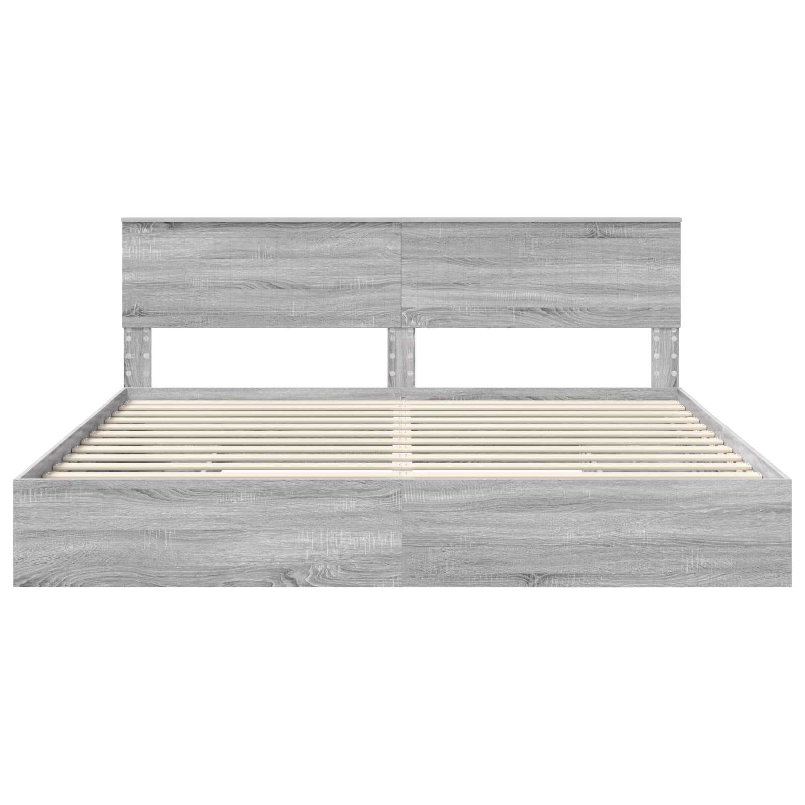 Lit avec rangement, panneau de bois, gris, pour la chambre, 200 × 200 cm - 8