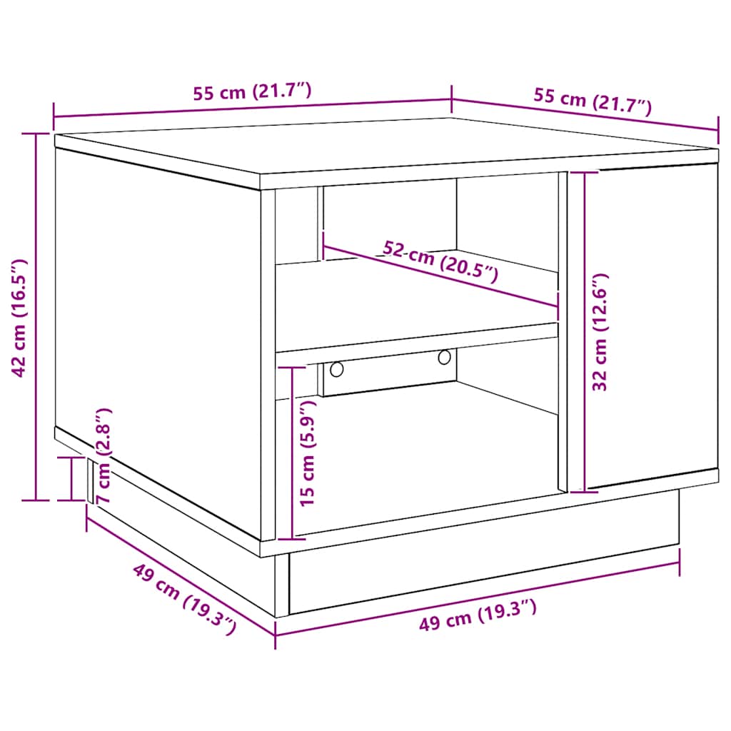 Table basse chêne artisanal 55x55x42 cm bois d'ingénierie vidaXL - 3