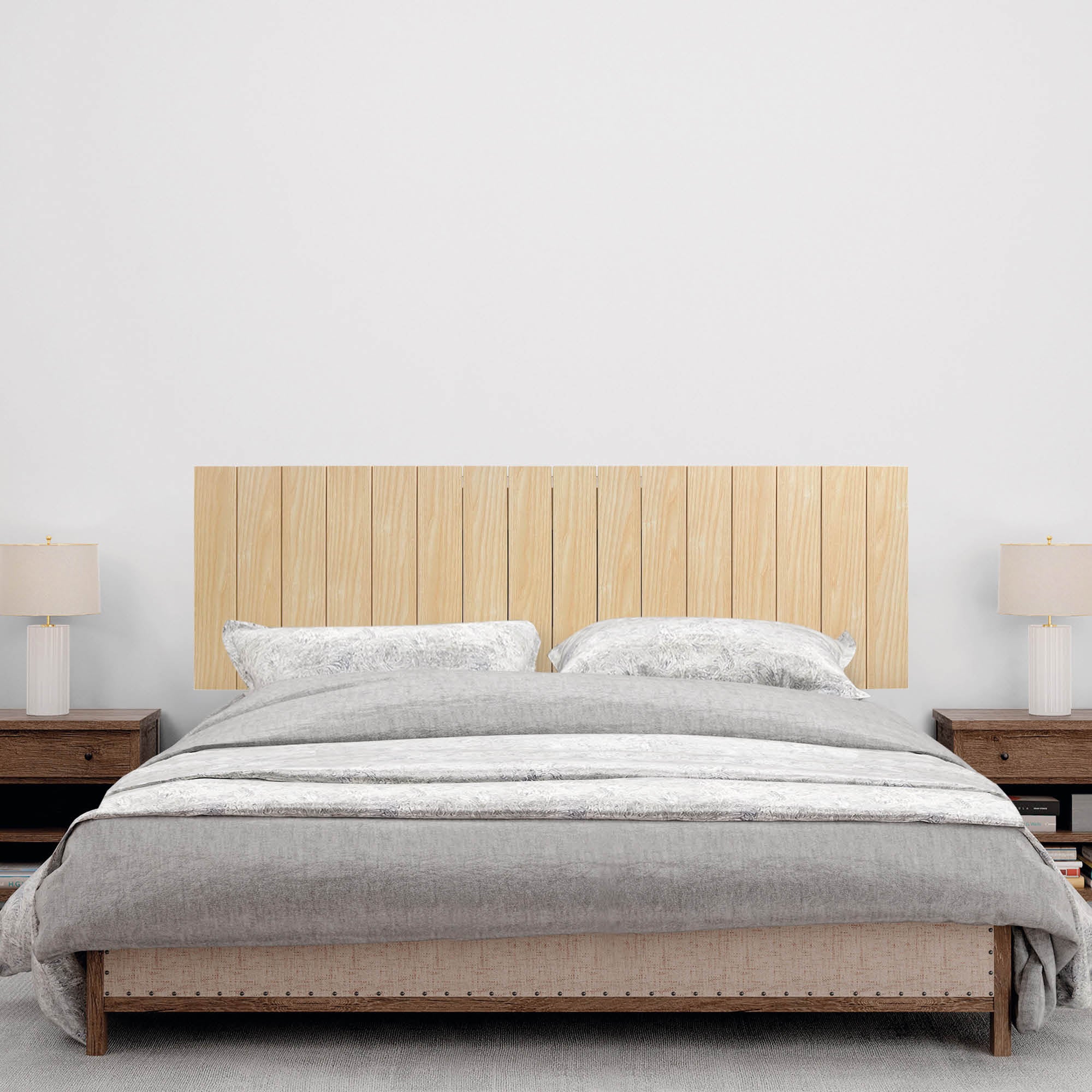 DHOME Cabecero de Madera reciclada DM Estilo Palet Vertical Cama Palets Herrajes incluidos (135cm, Madera natural) - 4