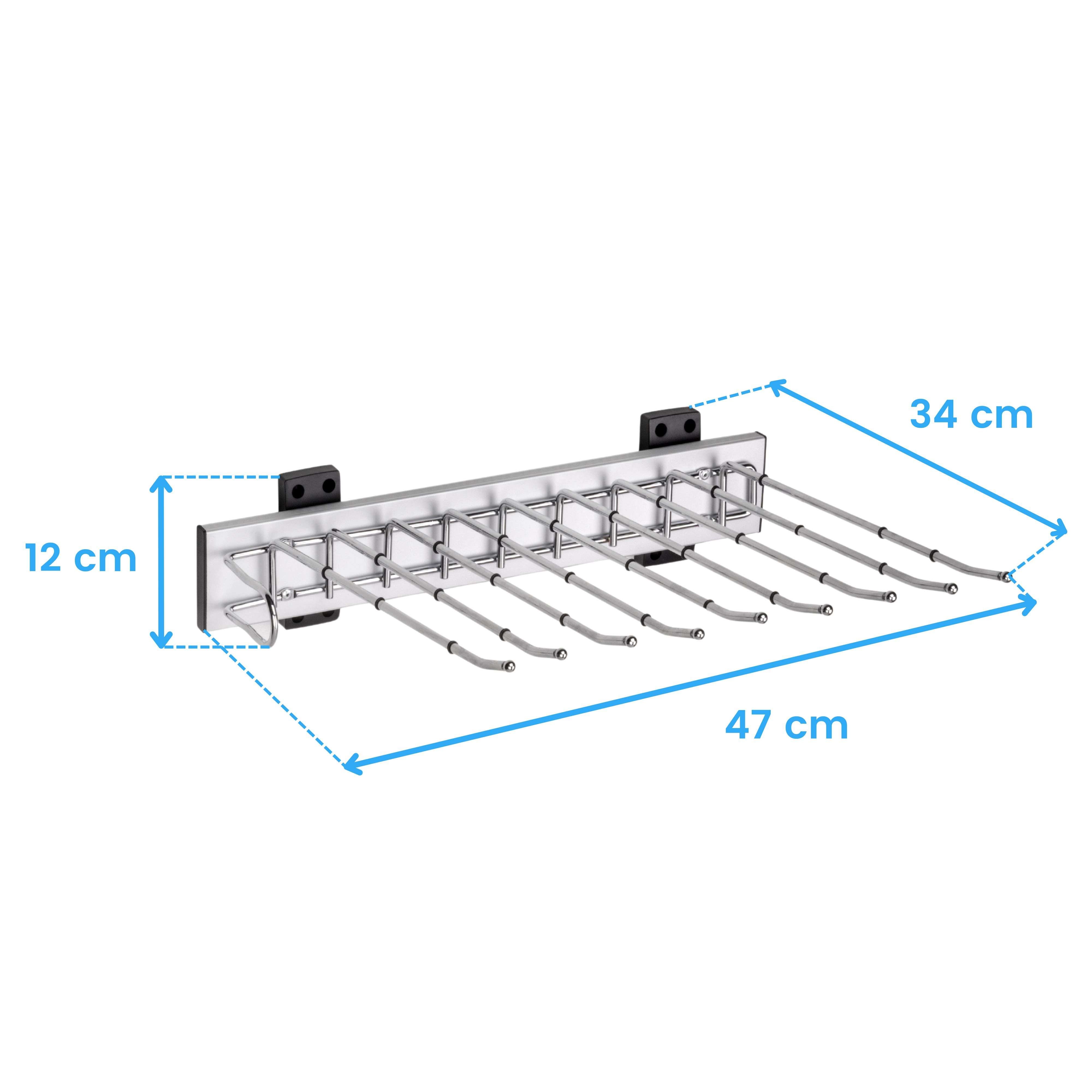 Emuca Porte-pantalons Self à montage latéral pour armoire, Droite, Chromé, Acier et Plastique et Aluminium. - 9