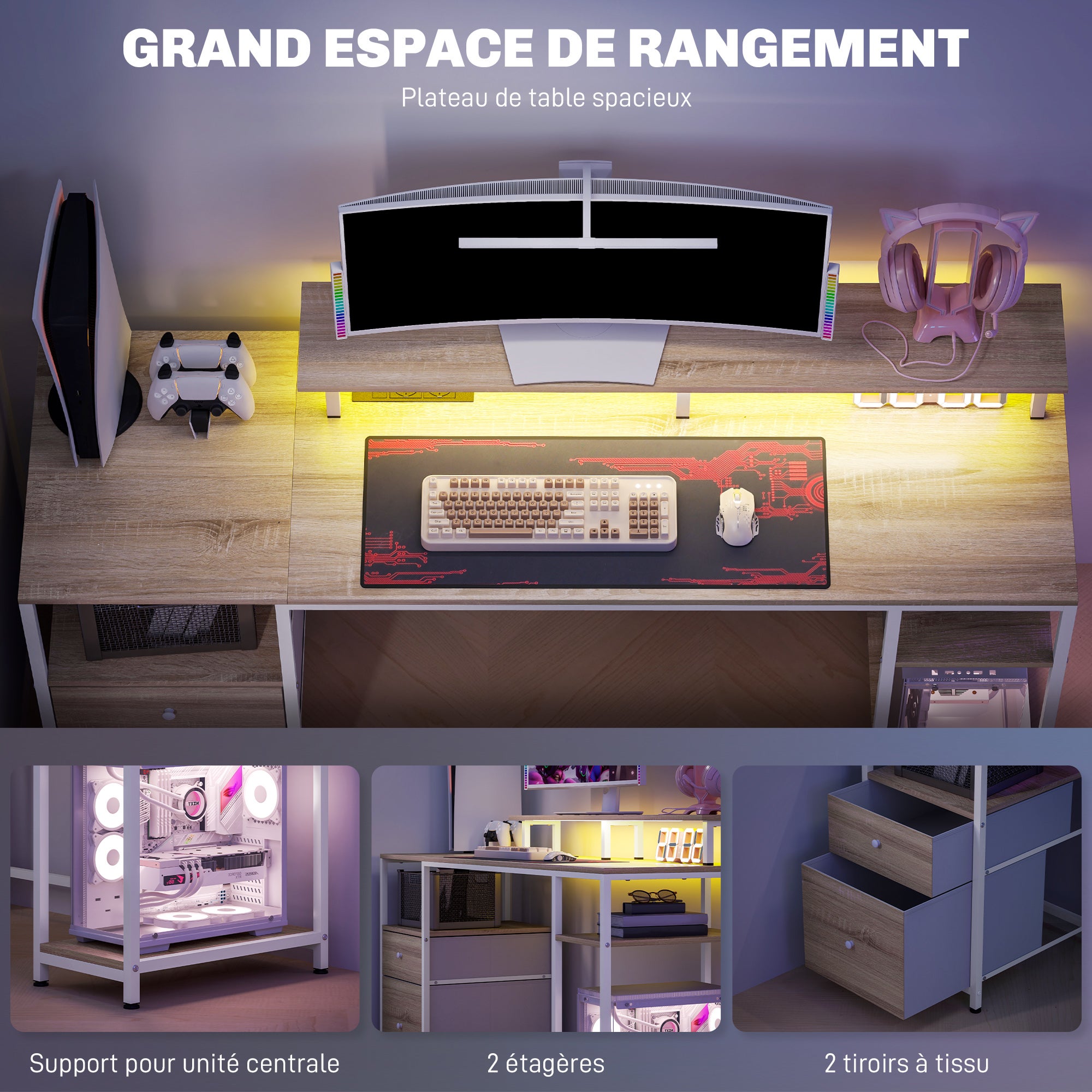 Bureau d'ordinateur panneau de particules HOMCOM - 7