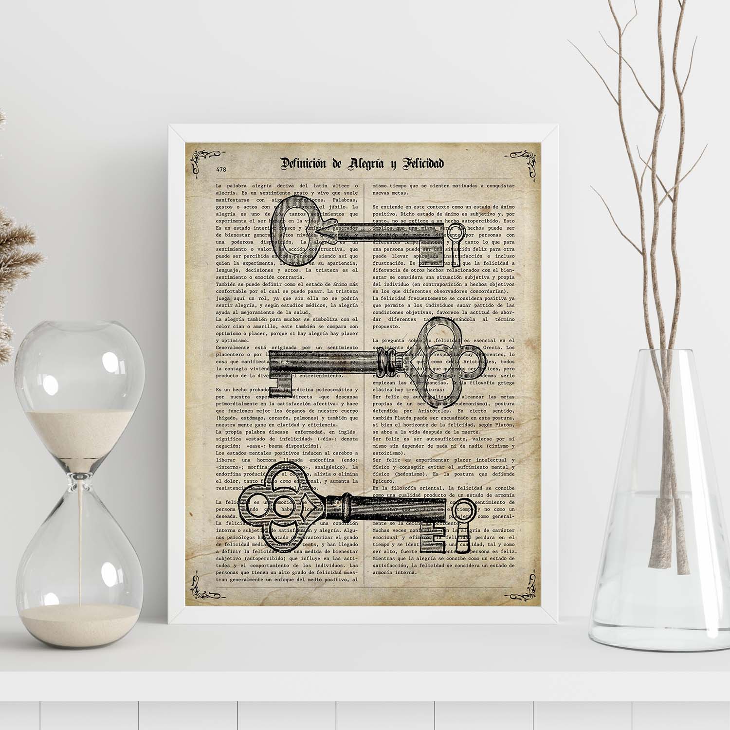 Affiches D'objets Vintage. Clés Vintage Avec Des Images D'objets Et D'instruments Vintage, Avec Des Définitions En Espagnol. A4 Sans Cadre - 2
