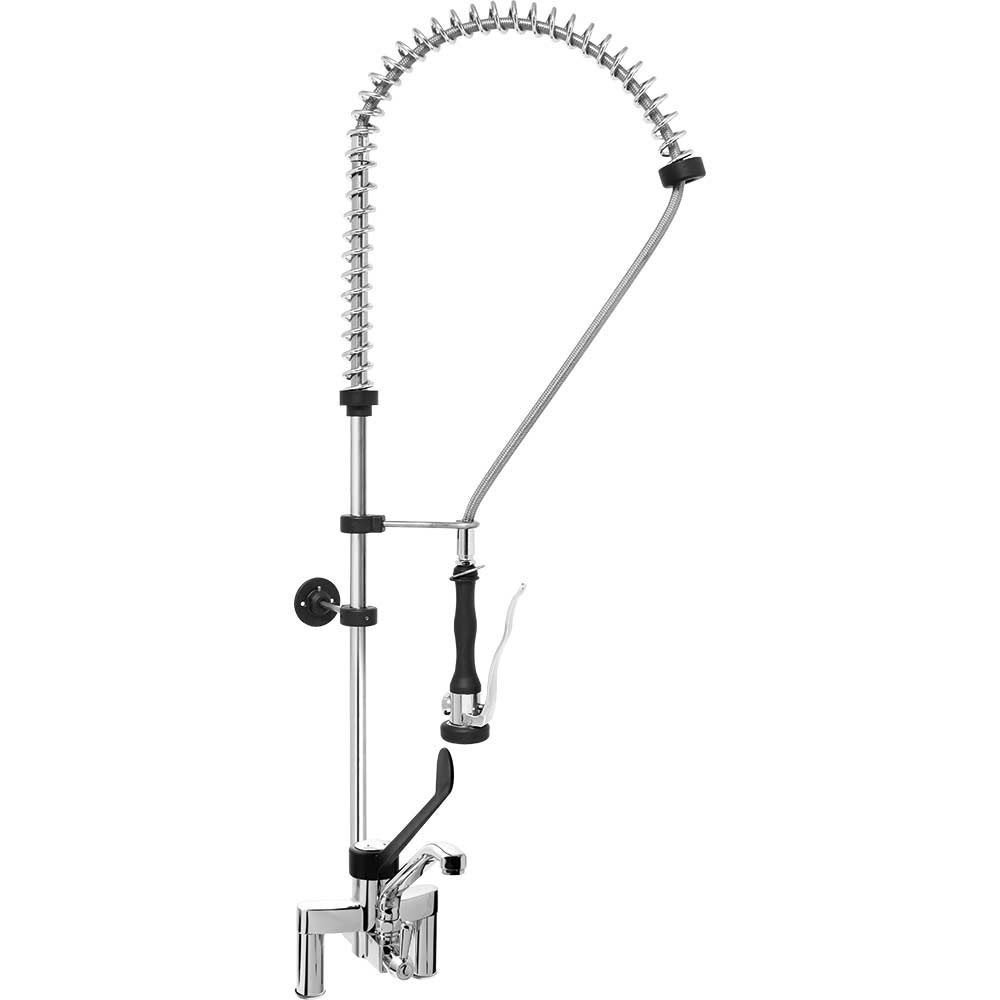 Romux® grifo ducha b + grifo monomando codo con 2 aguas a pared | grifo de cocina industrial