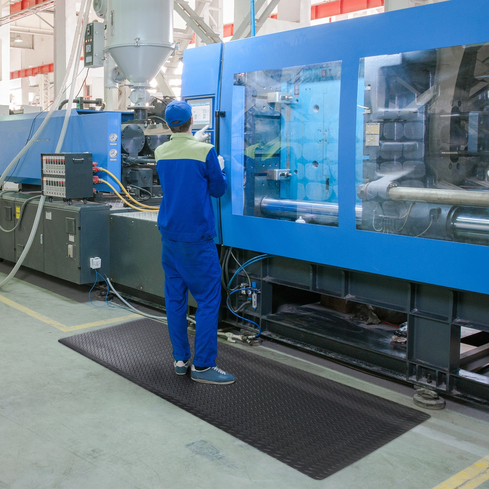 Tapis ergonomique et comfortable Dyna-Protect Diamond Noir 120 x 250 cm - 2