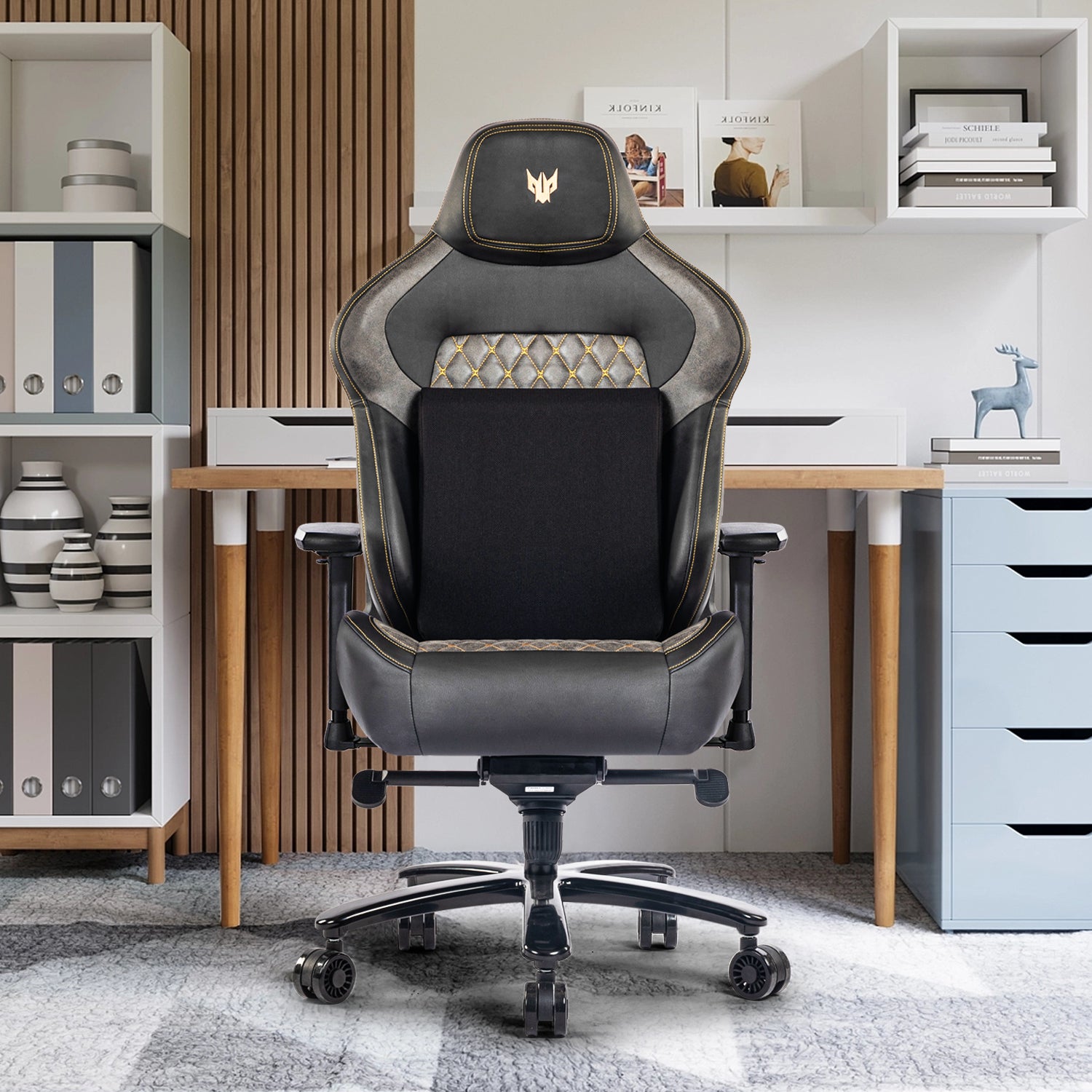 COLAMY Sedia da ufficio ergonomica in rete, con schienale alto e poggiatesta regolabile, bracciolo 4D, sedile scorrevole, blocco inclinabile, supporto lombare, grigio