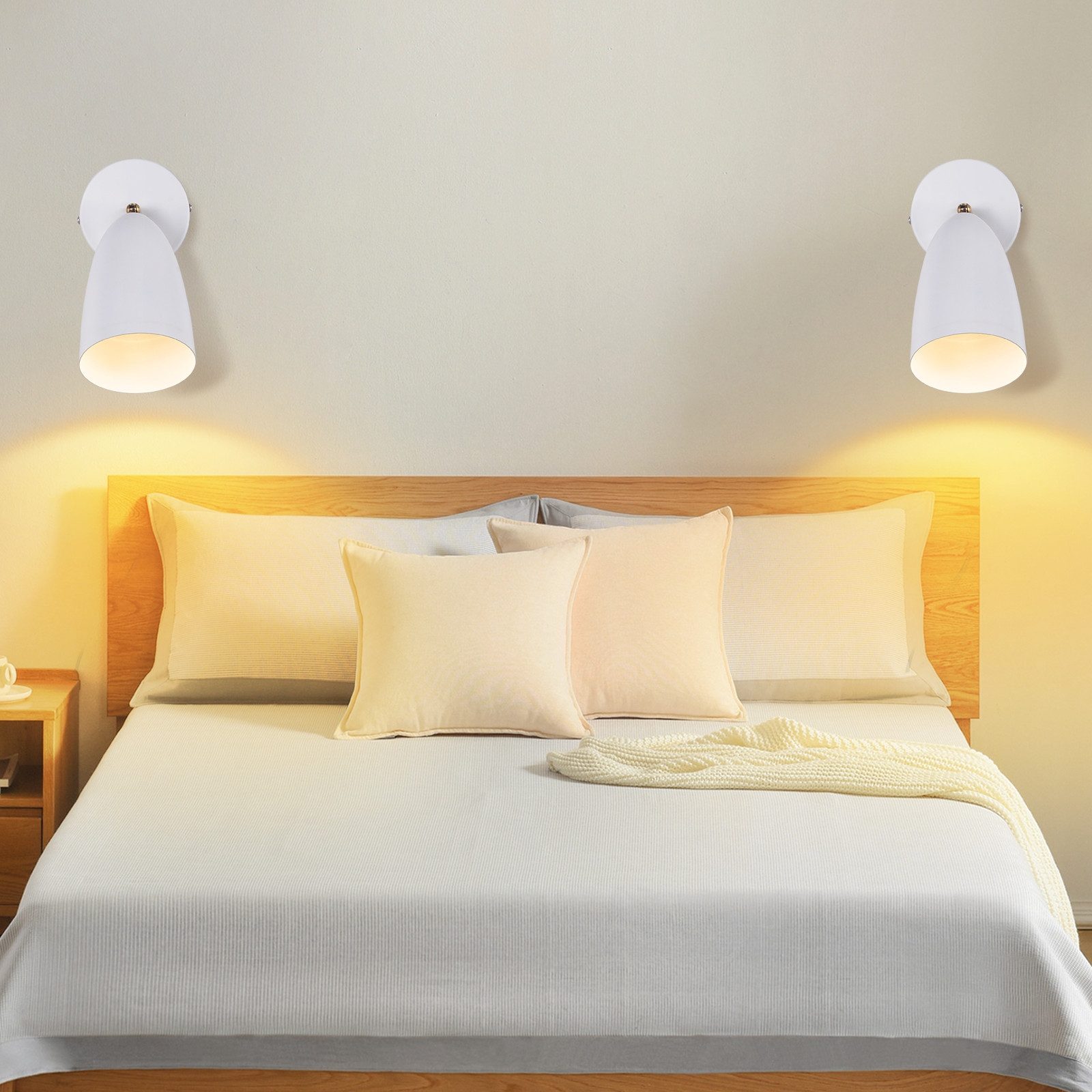 ZMH Biała, zabytkowa lampa ścienna do wnętrz, regulowana, reflektor ścienny do sypialni, maks. 40 W