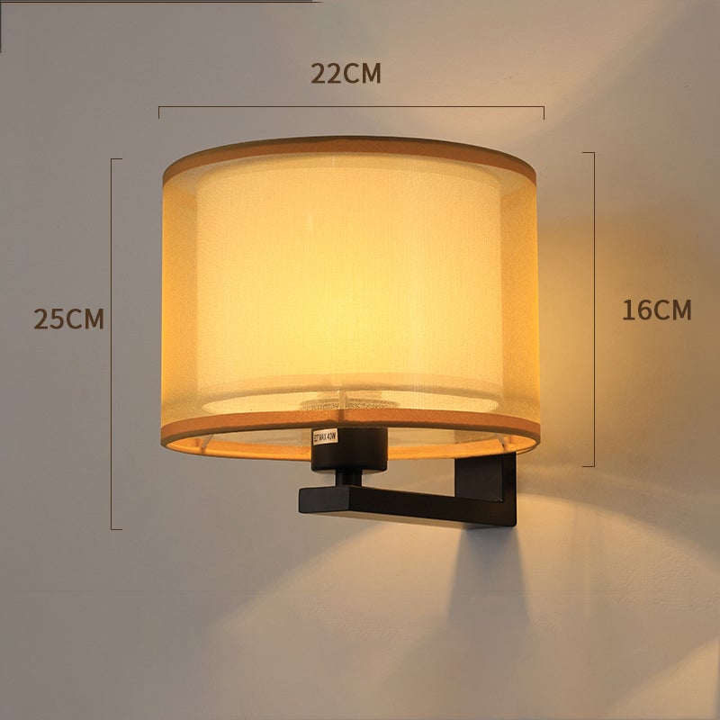 Lámpara de pared con pantalla de tela, lámpara de pared retro, lámpara de noche de montaje en pared, aplique de pared con bombilla, E27 - 5