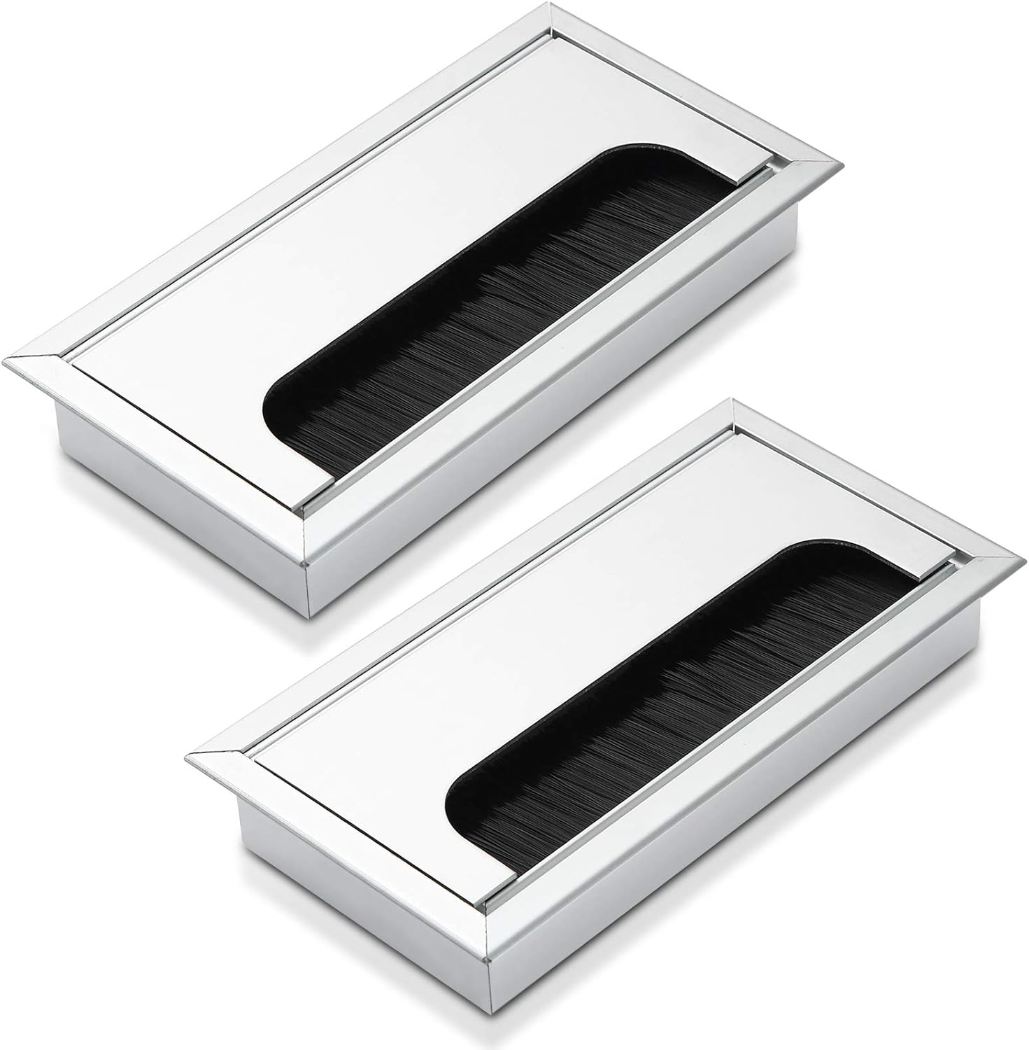 Organizer do kabli biurowych 160 x 80 mm – zestaw 2 przepustów do kabli biurowych – aluminiowy, organizer do kabli do domu