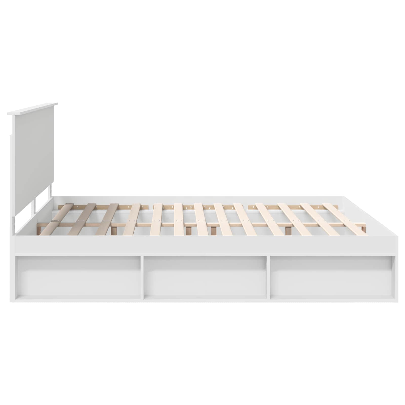 Cadre de lit blanc en bois de pin massif pour la chambre, 200 × 200 cm - 8