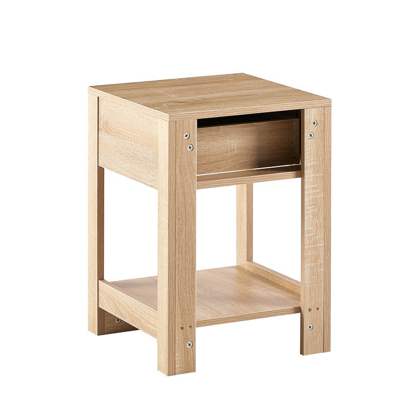 Table de Chevet Moderne avec Tiroirs, Rotin, Table d'appoint, Idéale pour le Salon et la Chambre, Couleur Bois Naturel - 40 x 40 x 50 cm - 9