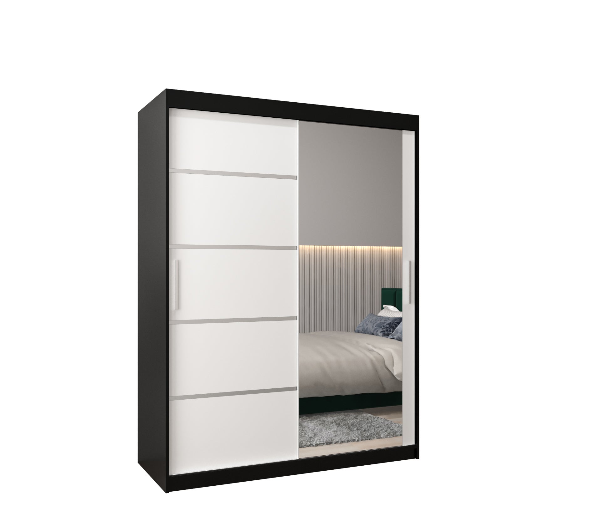 Szafa przesuwna garderoba Verona 2 150 x 62 x 200 cm Czarny + Biały - Abiks Meble