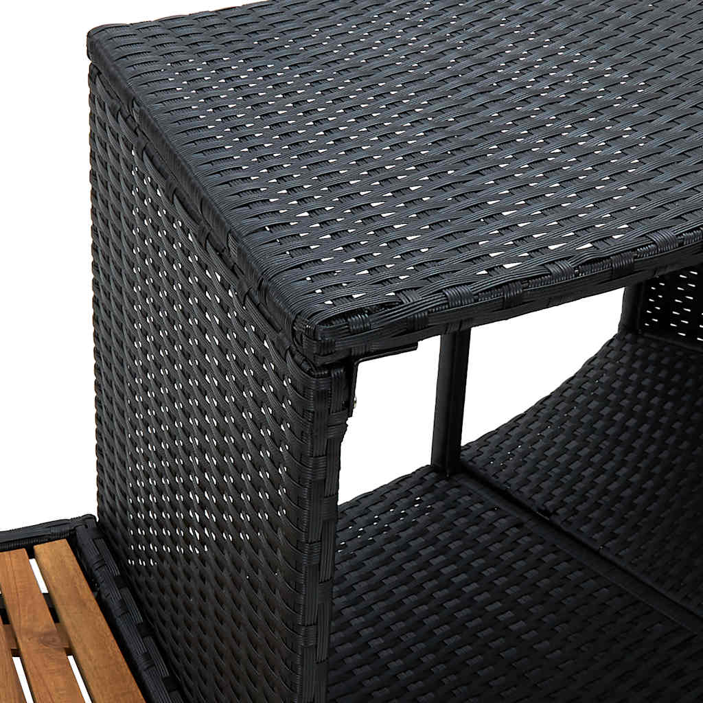vidaXL Cadre de spa noir résine tressée et bois d'acacia - 9