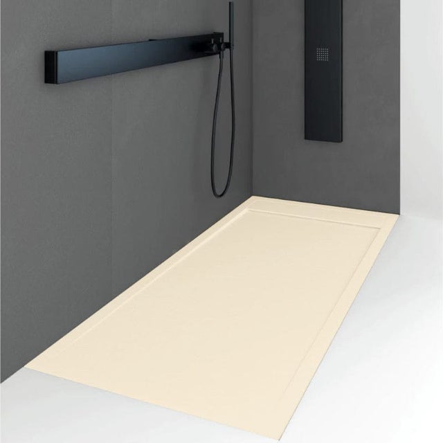 Receveur de douche 90 x 120 cm extra plat QUORE en résine surface ardoisée sable