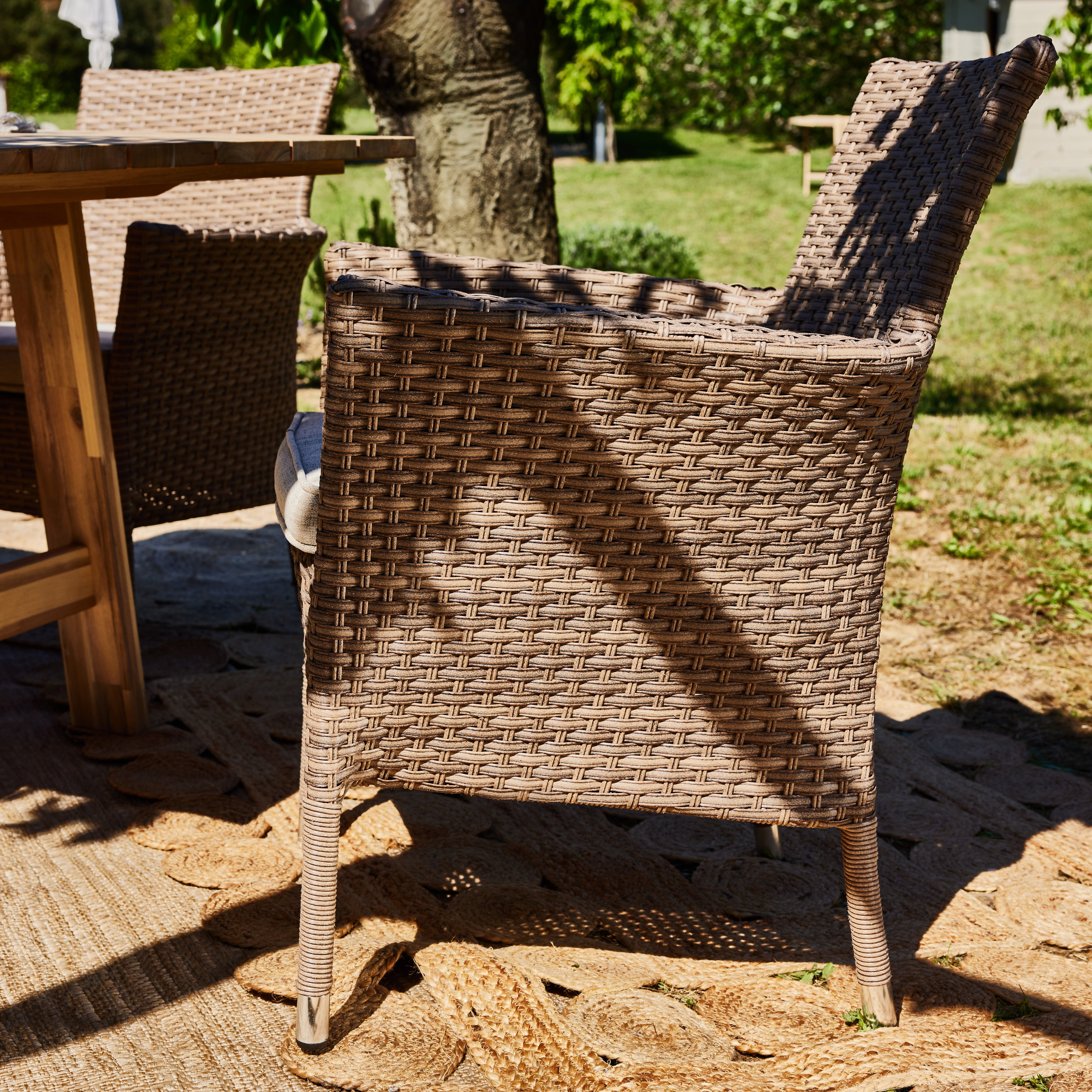 Conjunto comedor mesa jardín 200x100 cm y 6 sillas ratán sintético y aluminio – Bolonia - 9