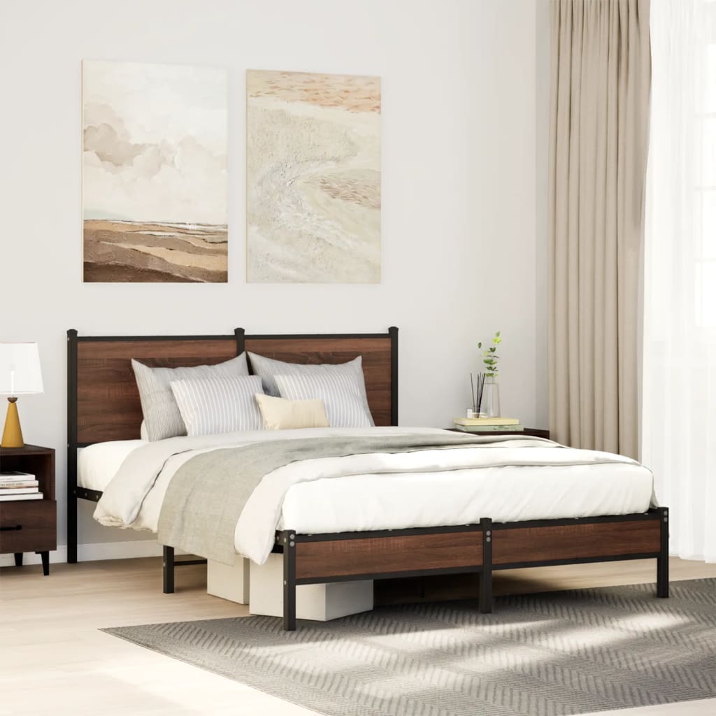 Łóżko Metalowe Czarne Rama łóżka Ze Stelażem Łóżko Do Sypialni Pokoju 150x200 cm