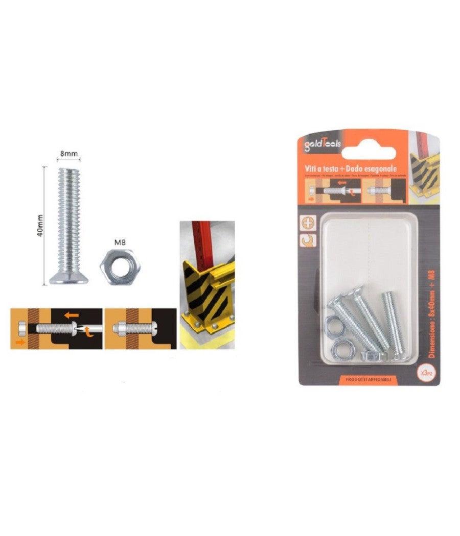 SET VITI FILETTATE CILINDRICHE TAGLIO A CROCE 2.5X20mm 10 PEZZI JET'S