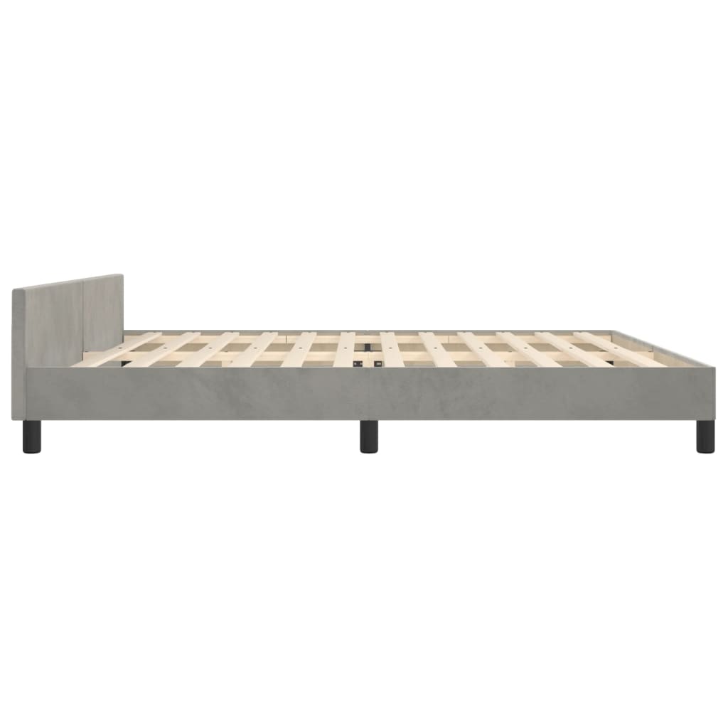 Cadre de lit sans matelas gris clair 200 x 200 cm en velours - 7