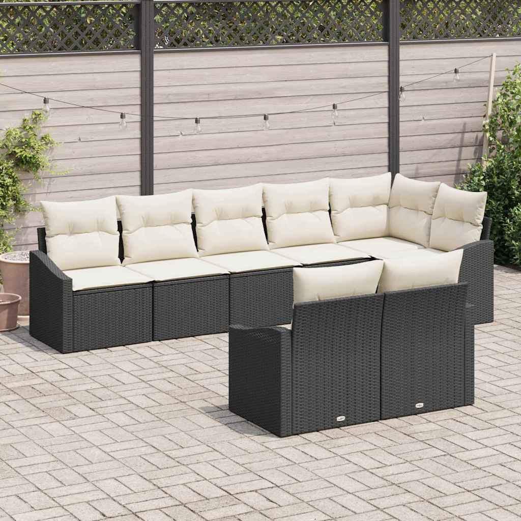 Zestaw Sof z poduszką 8 pcs Czarny polirattan vidaXL