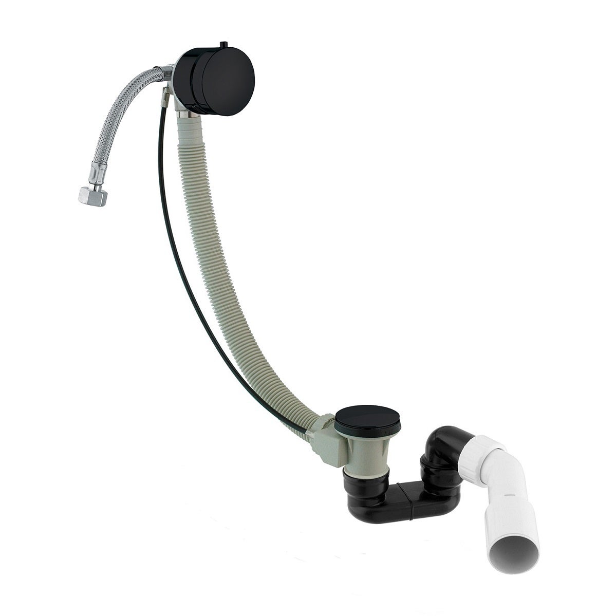 Ensemble de vidange de baignoire avec bonde extra-plat en laiton - Noir - 6