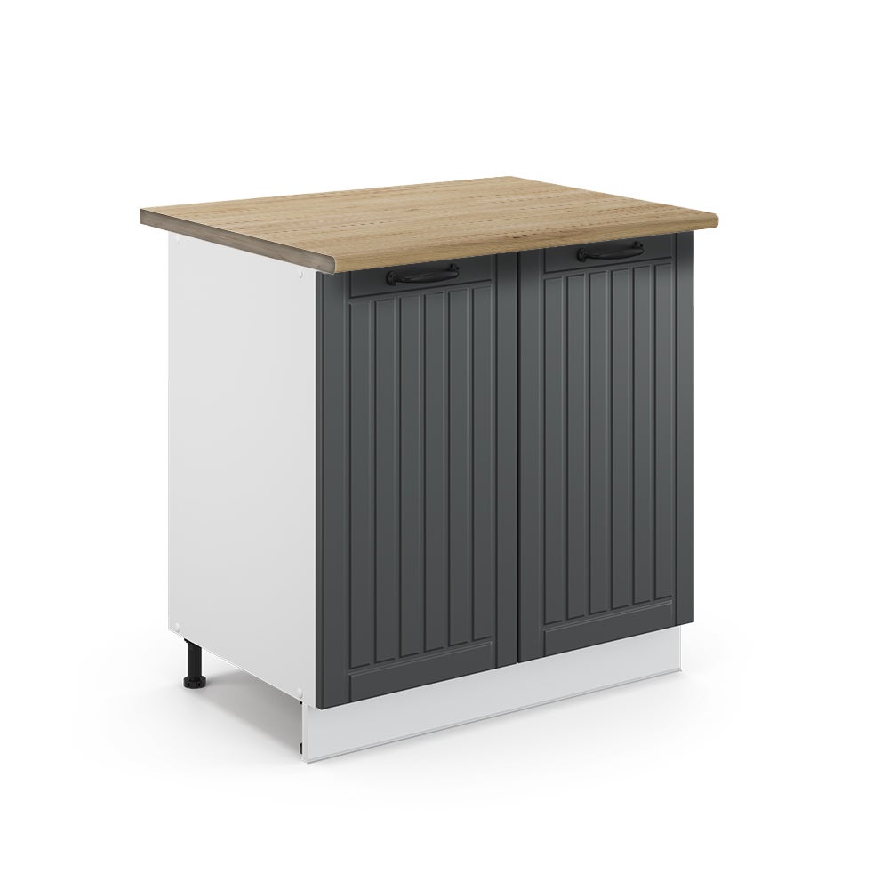 Vicco Meuble bas sous-évier Fame-Line, Anthracite campagne, 80cm avec étagère, PT Chêne - 4
