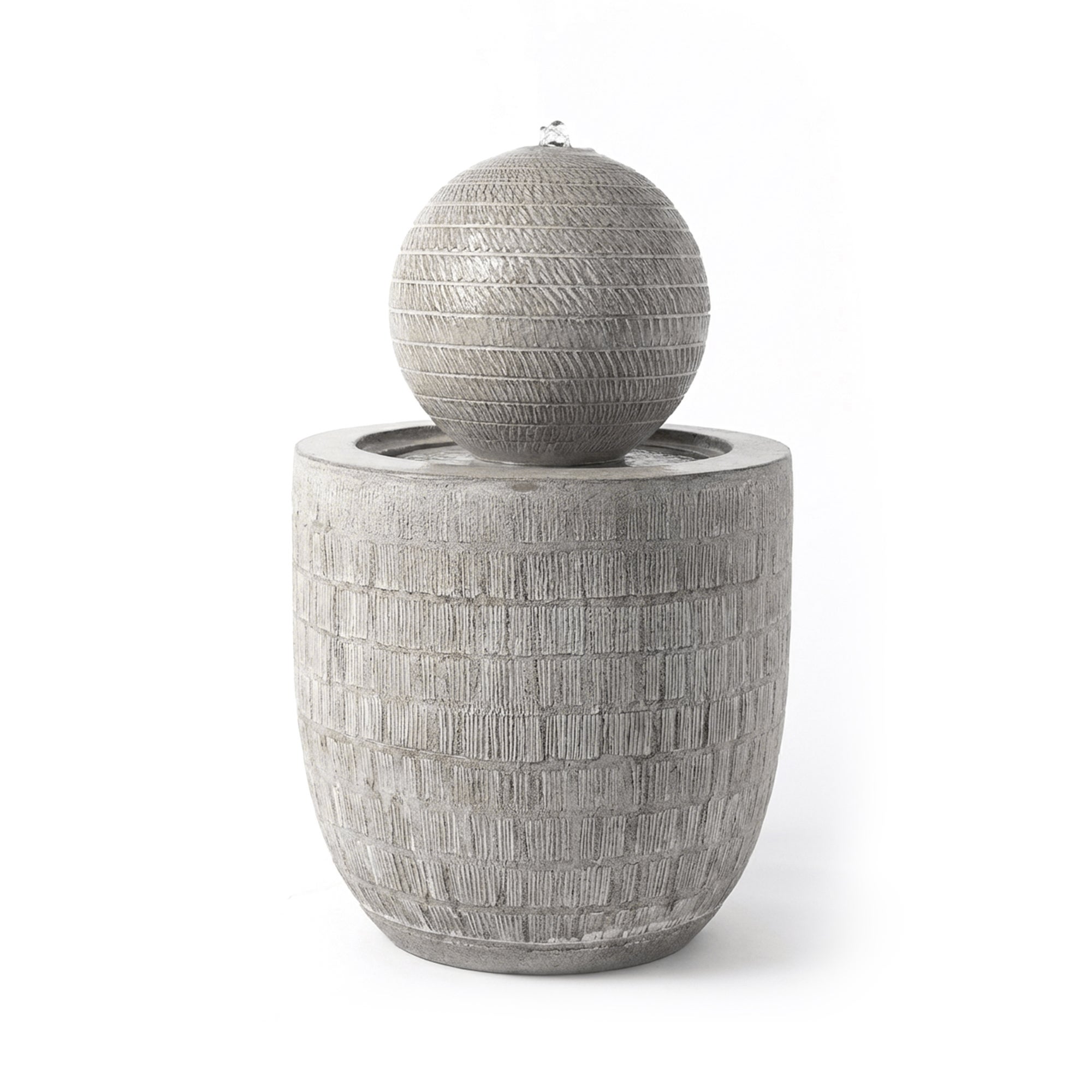 KÖHKO® Fontanna ogrodowa 17005 Zen w kształcie kuli z LED–Nowoczesna fontanna dekoracyjna o strukturalnej powierzchni do ogrodu, na taras i do wnętrz