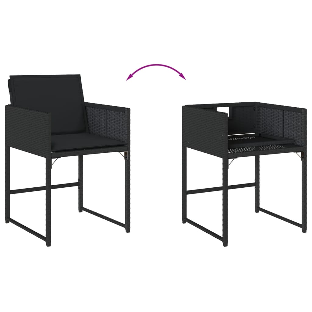 Set de muebles jardín 5 piezas con cojines ratán sintético negro - 8