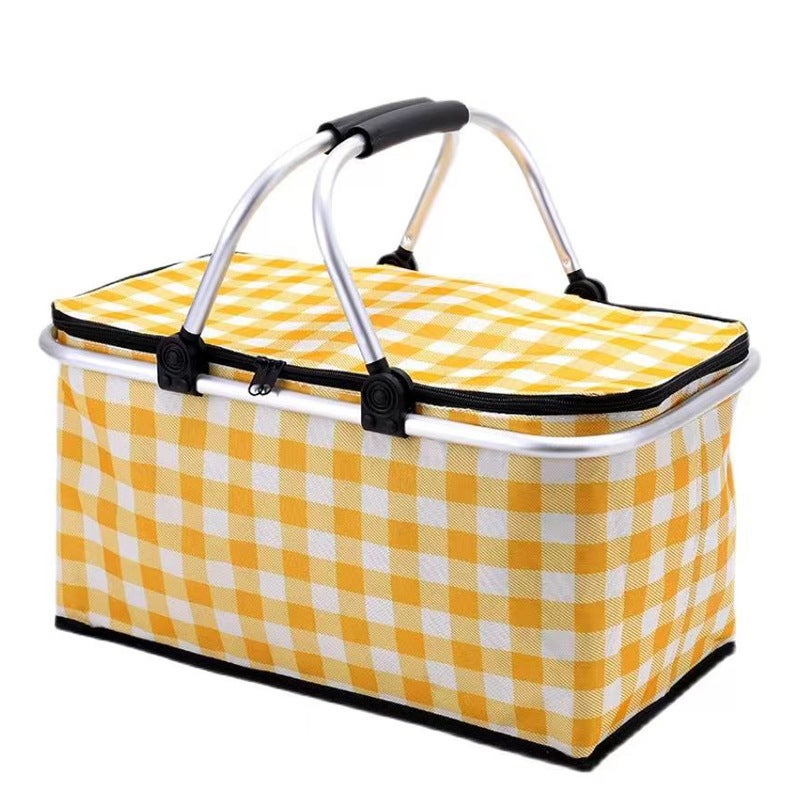 DIELOVEHUA Sac Isotherme, Pliable, avec Couvercle et Poignées Renforcées, pour Maison Extérieur Camping Plage Voyage - Jaune