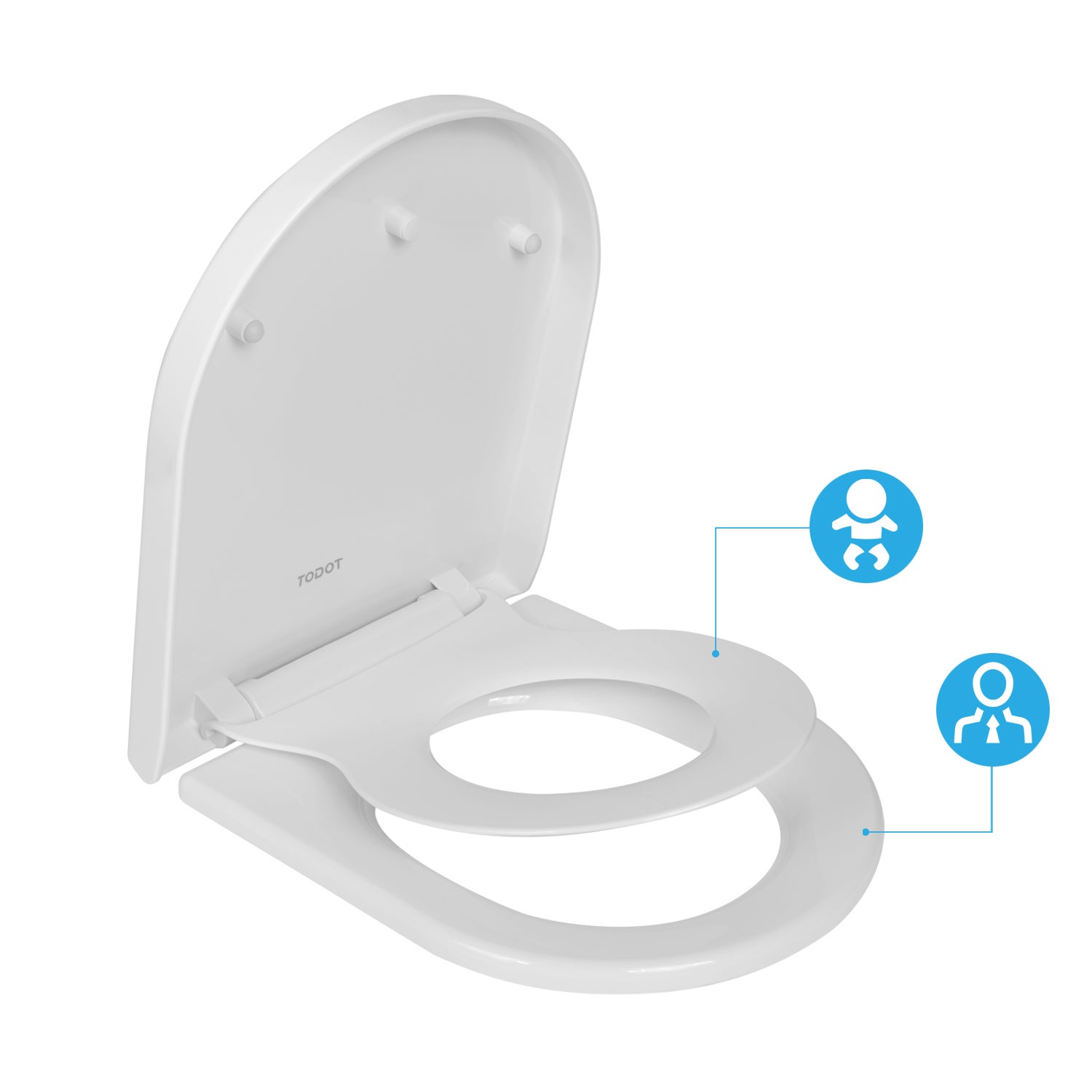 TODOT Abattant WC Familial Forme D avec Siege Enfant Magnetique Frein de Chute Charniere Reglable pour Adultes et Enfants Demontage Rapide Leroy Merlin